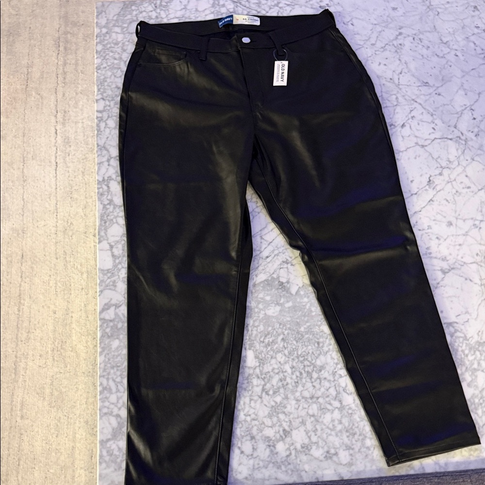 Old Navy Black Faux Leather Trousers